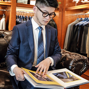 男士深藍條紋同款西服定制