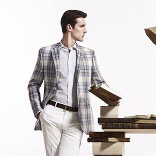 米白色時尚格紋奢華單西