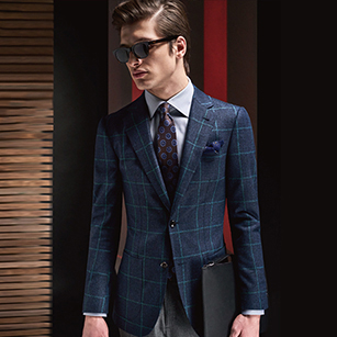 藍色大格紋輕奢休閑單西